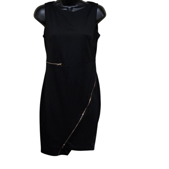 Drôle de copine paris Dresses & Skirts - Juniors Elegant Short Black Zipper Dress with Gold Accents Size M